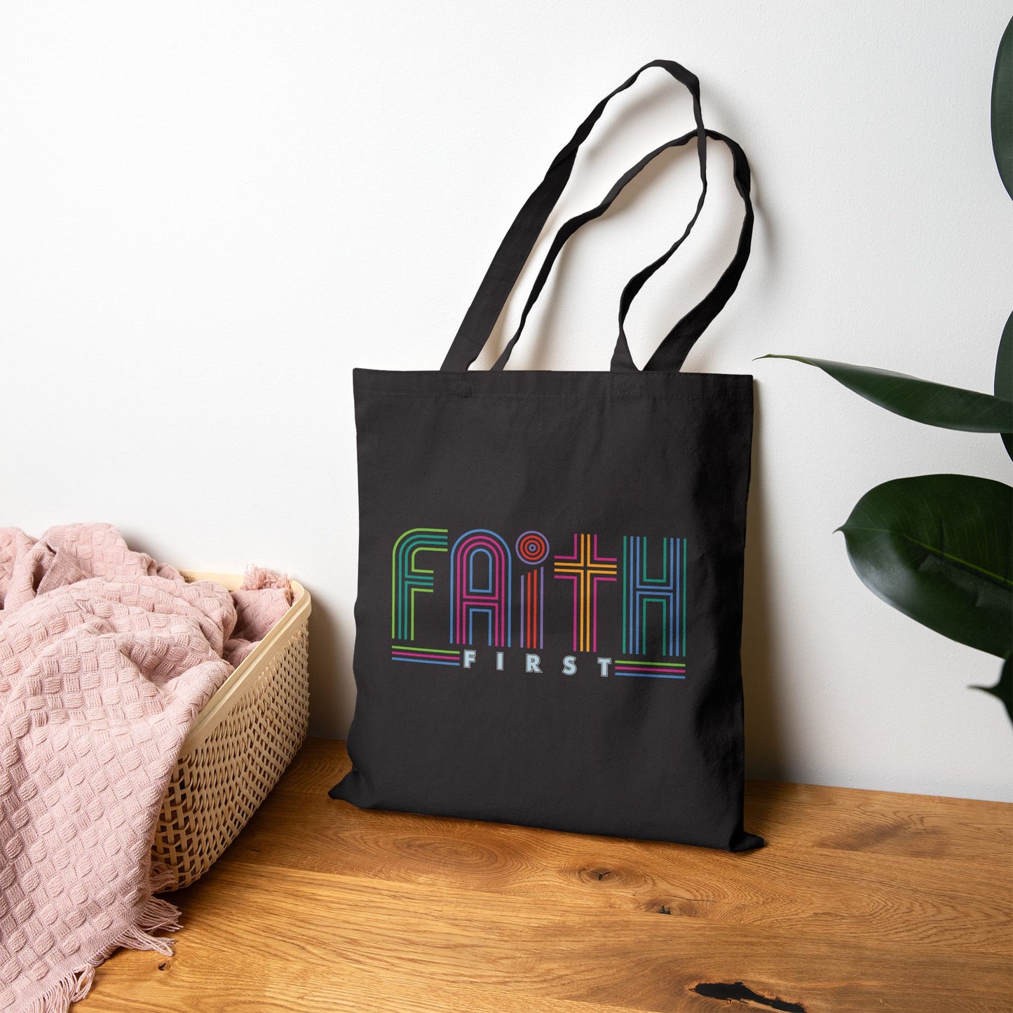 Cotton Canvas Tote Bag FAITH FIRST