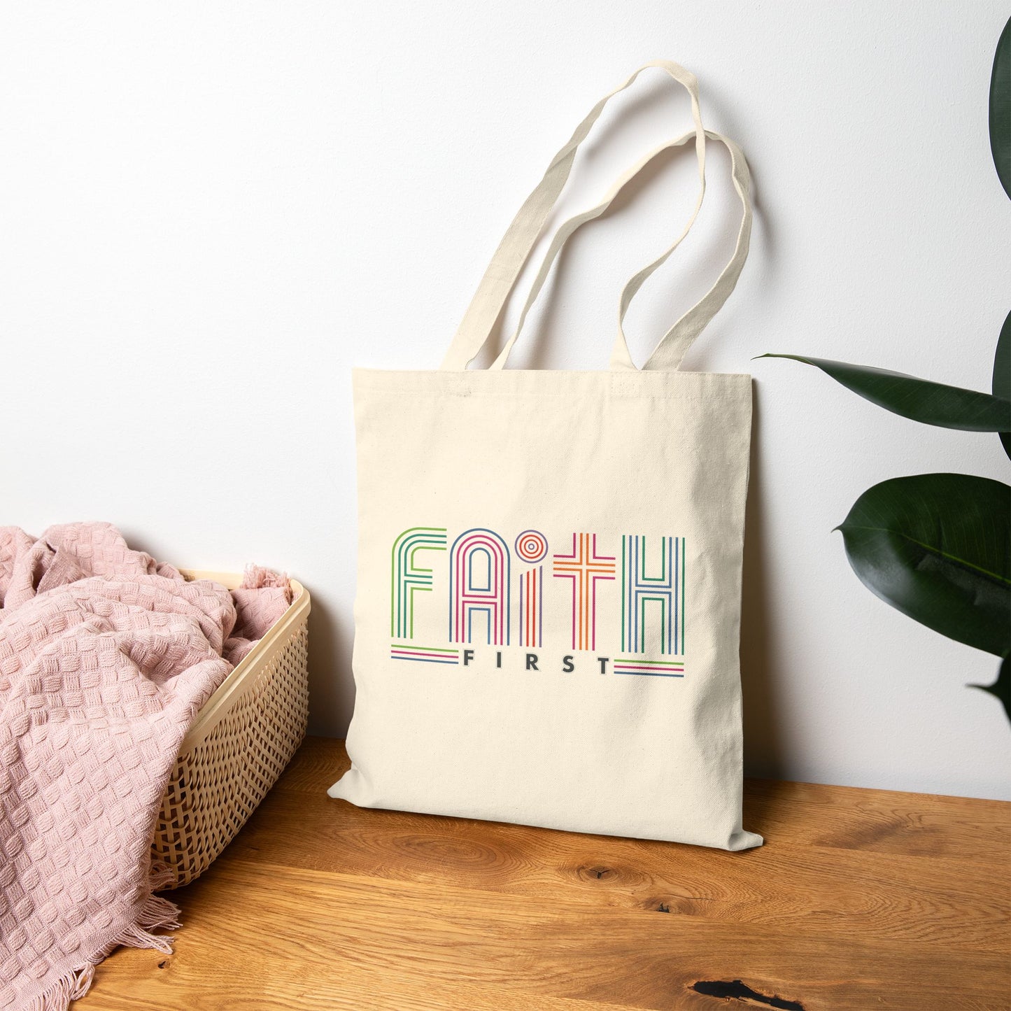 Cotton Canvas Tote Bag FAITH FIRST