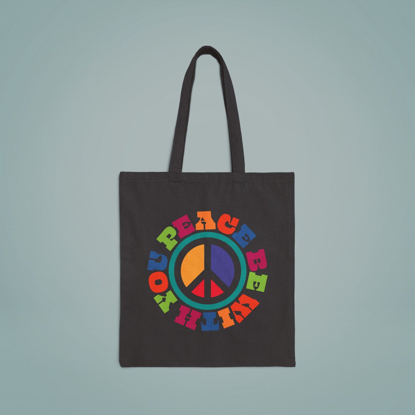 Cotton Canvas Tote Bag PEACE BE WITH YOU