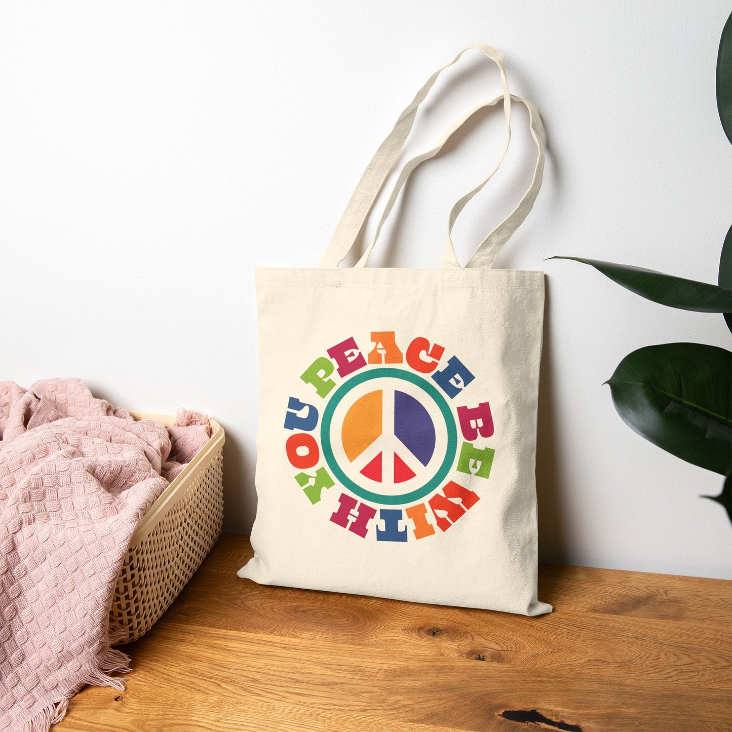 Cotton Canvas Tote Bag PEACE BE WITH YOU