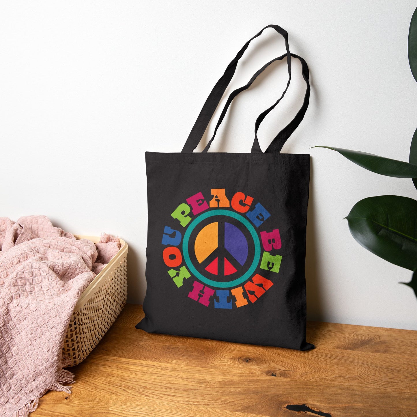 Cotton Canvas Tote Bag PEACE BE WITH YOU