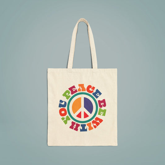Cotton Canvas Tote Bag PEACE BE WITH YOU